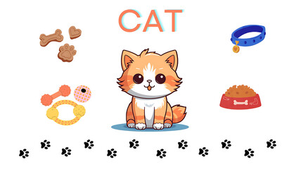 Cartoon Cat on White Background