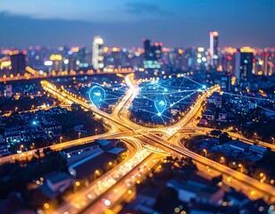 City highway network at night