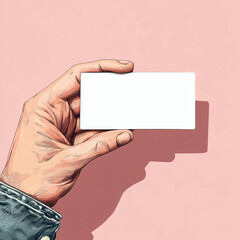 A hand holding a white business card. The card is blank, and the hand is holding it up to show it. Concept of professionalism and formality, as the business card is typically used for networking