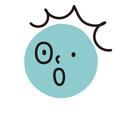 Simple cute surprised face painted on a circle. Abstract hand drawn vintage style vector illustration