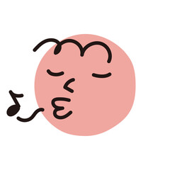 Simple cute whistling face on a circle. Abstract hand drawn vintage style vector illustration