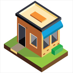Building project icon isometric building structure and sign vector