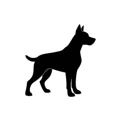 Dog silhouette, vector silhouette of an animal on a white background