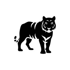Tiger silhouette, vector silhouette of an animal on a white background