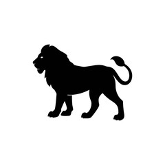 Lion silhouette, vector silhouette of an animal on a white background