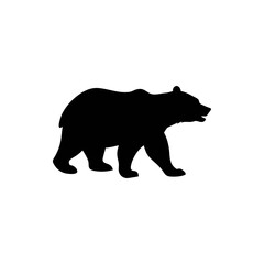 Bear silhouette, vector silhouette of an animal on a white background