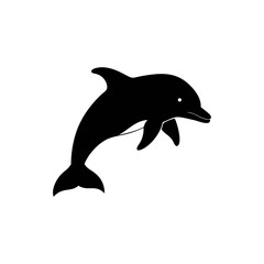 Dolphin silhouette, vector silhouette of an animal on a white background
