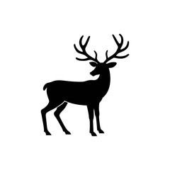 Deer silhouette, vector silhouette of an animal on a white background