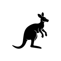 Kangaroo silhouette, vector silhouette of an animal on a white background