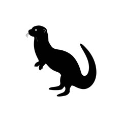 Otter silhouette, vector silhouette of an animal on a white background
