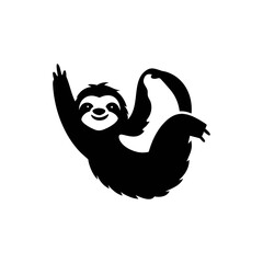 Sloth silhouette, vector silhouette of an animal on a white background