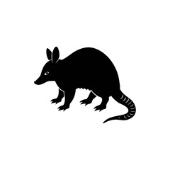 Armadillo silhouette, vector silhouette of an animal on a white background