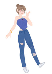 young woman with hand on hip