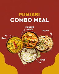 combo meal of combo meal, 
dal rice sabji and naan combo meal