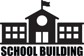 School Building Silhouette Icons – Education Institute Black Vector Set on white background.