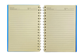 Png of An open blank spiral notebook ready for notes, sketches, or ideas, showcasing a clean, minimalist design on transparent background.