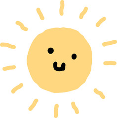 A hand-drawn sun icon with soft pastel colors and bold outlines. Ideal for weather apps, UI, and cheerful design.