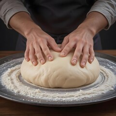 Fototapeta premium Artisan Baker Shaping Dough The Art of Bread Making