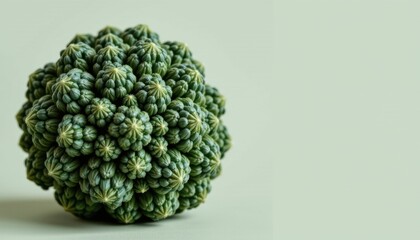 Close-up of a fresh green vegetable with a rounded shape and textured surface, isolated on a light background perfect for healthy eating or vegetarian themes