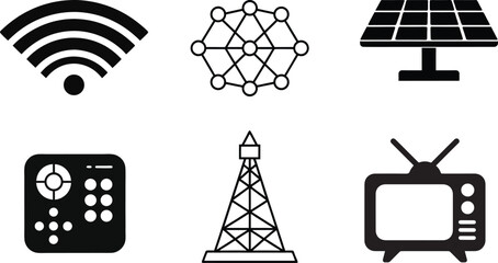 communication icons set, Social Network and Media Silhouette Vector Icon Set.