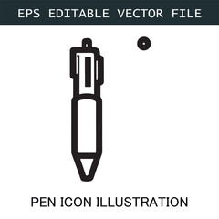 Pen Icon Logo Vector Image in Black and White for Stationery Branding and Graphic Design
