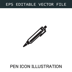 Pen Icon Logo Vector Image in Black and White for Stationery Branding and Graphic Design
