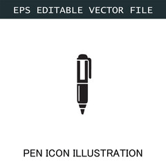 Pen Icon Logo Vector Image in Black and White for Stationery Branding and Graphic Design
