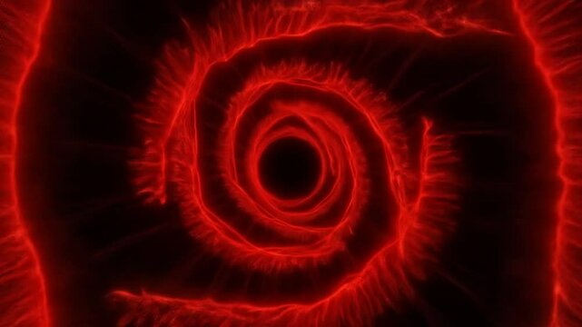 Abstract Red Vortex Spiral with Energy Swirl on Black Background