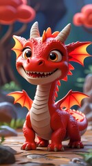 Cute baby red dragon