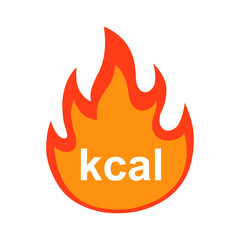 Energy fat burn kcal fire icon. Kilocalorie logo vector weight fitness flame graphic icon illustration. kilocalorie symbolic emblem for food products cover designation, fat burning.