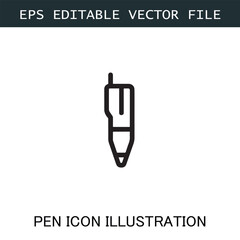 Pen Icon Logo Vector Image in Black and White for Stationery Branding and Graphic Design

