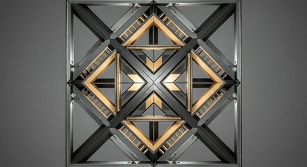 Geometric Wood and Metal Art