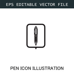Pen Icon Logo Vector Image in Black and White for Stationery Branding and Graphic Design
