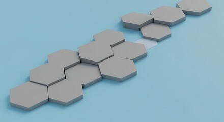 Gray Hexagon Pattern on Blue Background