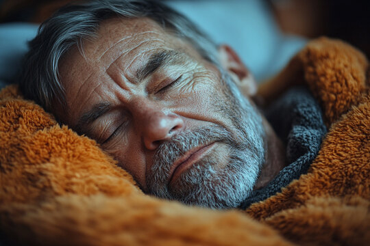 elderly man sleep peacefully relax