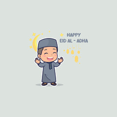 Happy Eid Al Adha Greeting Background with a Smiling Boy
