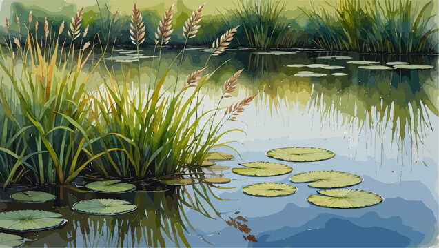 Watercolour Reeds Watercolor+Reeds-Bilder: Stock-Fotos & -Videos. | Adobe Stock