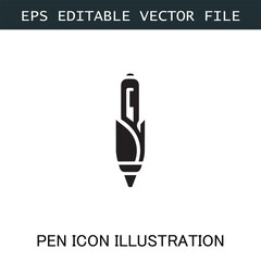 Pen Icon Logo Vector Image in Black and White for Stationery Branding and Graphic Design

