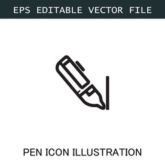 Pen Icon Logo Vector Image in Black and White for Stationery Branding and Graphic Design
