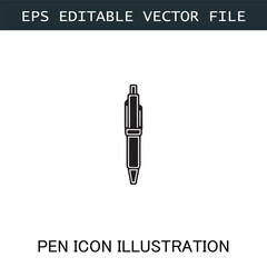 Pen Icon Logo Vector Image in Black and White for Stationery Branding and Graphic Design
