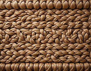Detailed Texture of Interwoven Brown Braided Rope