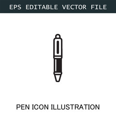 Pen Icon Logo Vector Image in Black and White for Stationery Branding and Graphic Design

