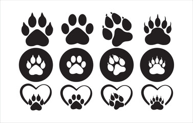 Animal Paw Print Icons in Heart and Square Frames,
Victor illustration eps 10.