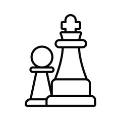 Chess icon king and pawn outline Vector illustration PNG