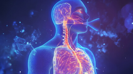 human respiratory system and oxygen animation