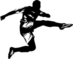 Silhouette of a football or soccer player in action