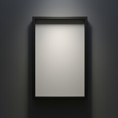 Empty black framed display on dark gray wall