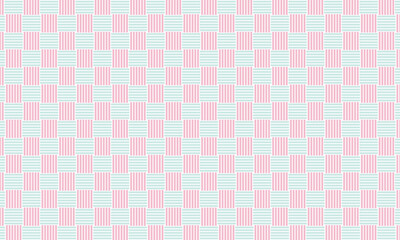 ピンクと水色の5本の線が四角形になって交互に並ぶ5崩し模様