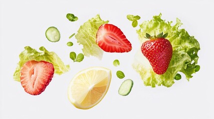 Fresh fruit and vegetable salad ingredients