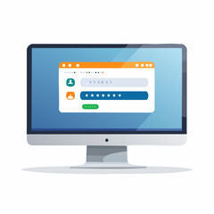 A minimalist vector showing a computer login screen used in secure software systems, ideal for tech and app visuals.